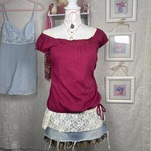 y2k ruched decree babydoll blouse